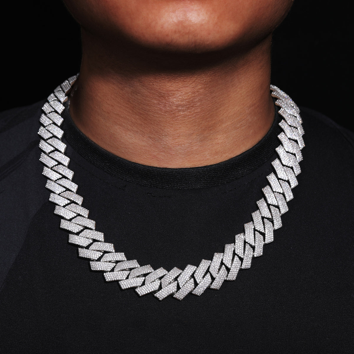 Iced Out Cuban Link Chain Necklace or Bracelet with Cubic Zirconia Diamond Shape Links for Men and Women product image