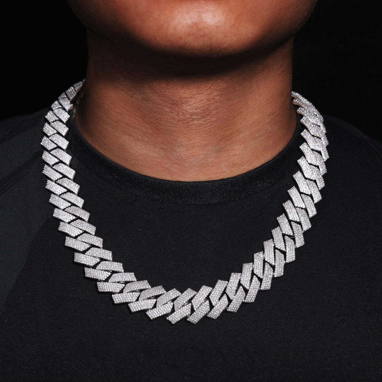 Iced Out Cuban Link Chain Necklace or Bracelet with Cubic Zirconia Diamond Shape Links for Men and Women product image