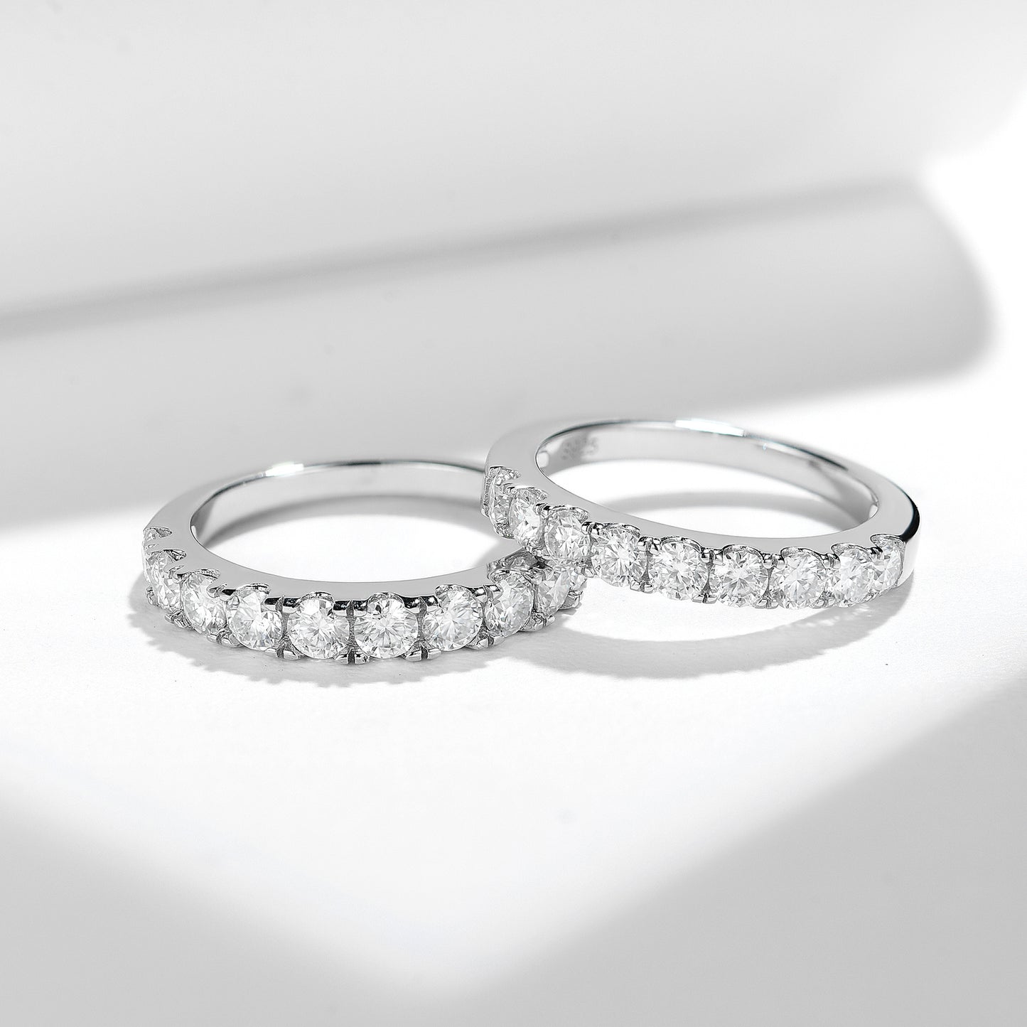 10-Stone Moissanite Ring, S925 Silver 18K Gold Plated Wedding Band for Women product image