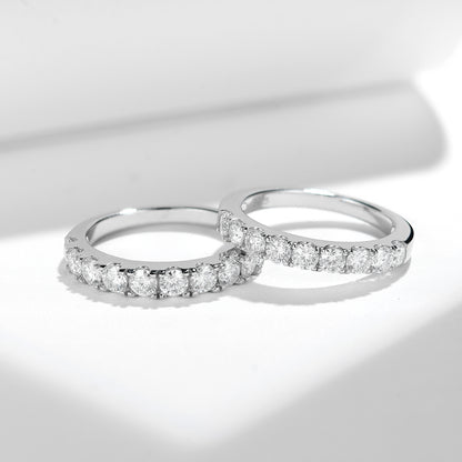 10-Stone Moissanite Ring, S925 Silver 18K Gold Plated Wedding Band for Women