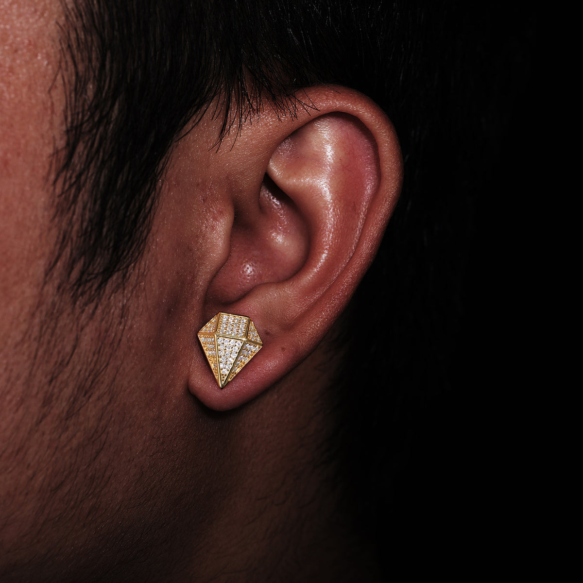 Geometric Iced Stud Earrings for Men and Women, Diamond Shape Moissanite Look Hip Hop Ear Studs product image