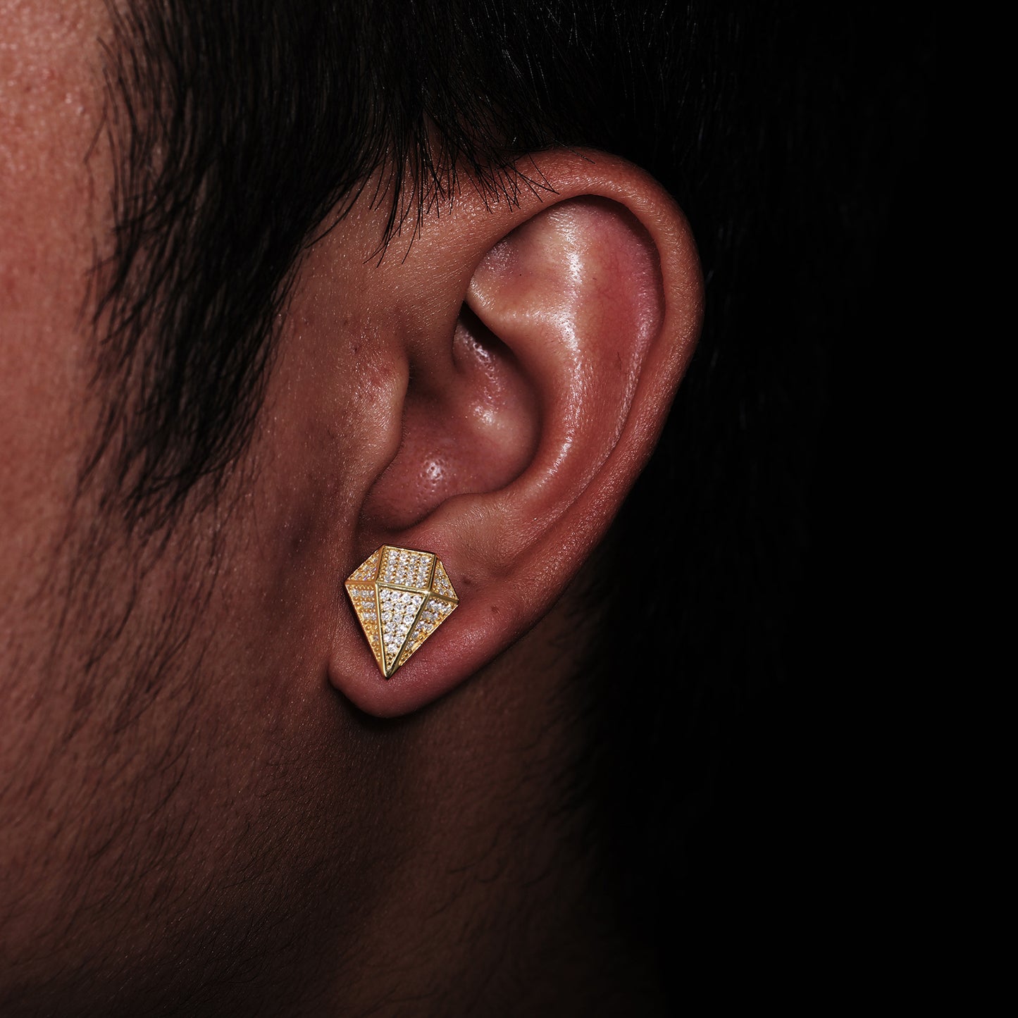 Geometric Iced Stud Earrings for Men and Women, Diamond Shape Moissanite Look Hip Hop Ear Studs product image