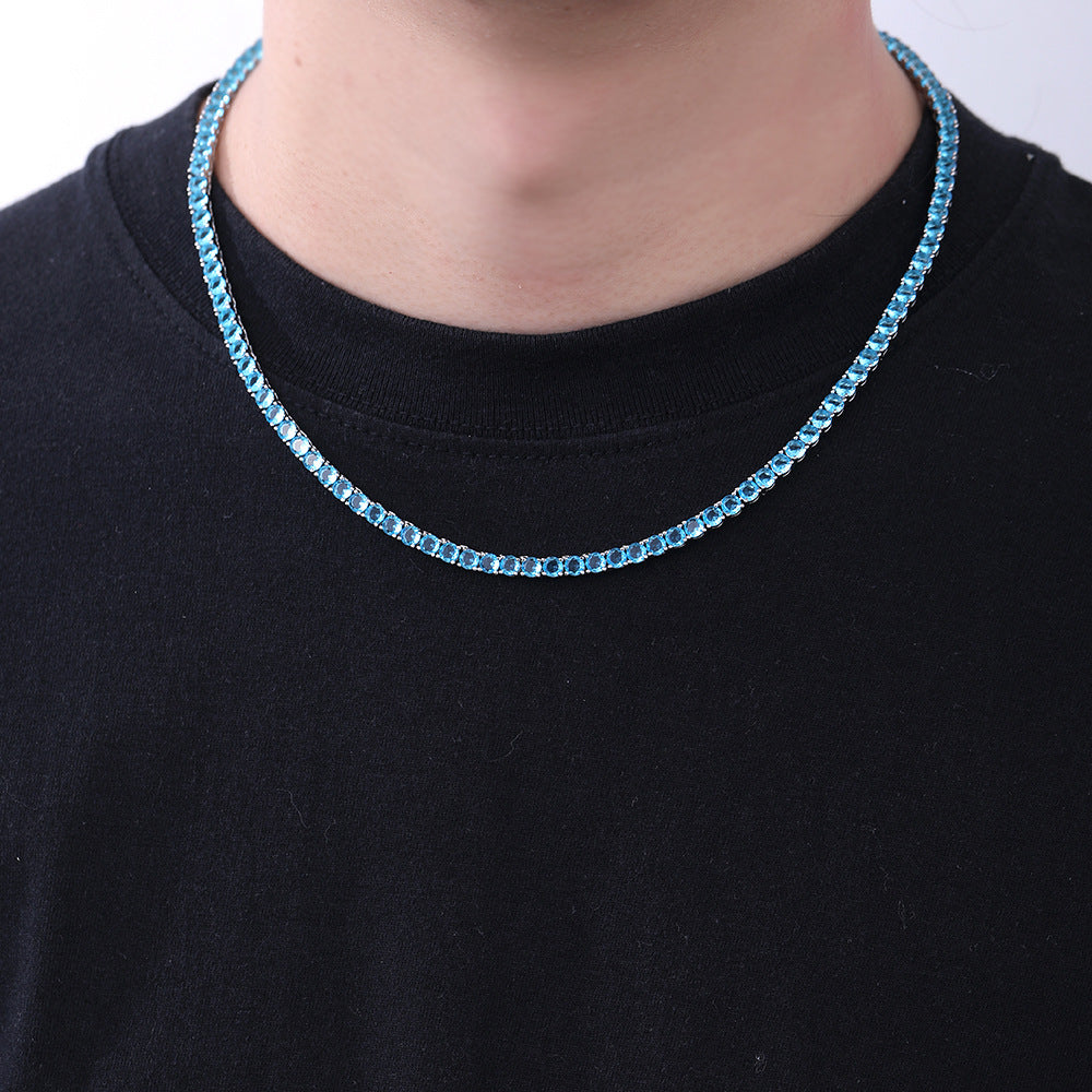 Multicolor 4mm Cubic Zirconia Tennis Chain Necklace and Bracelet, Unisex