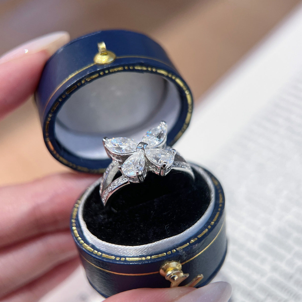 Total 2 ct Moissanite Butterfly Moissanite Ring, S925 Sterling Silver, Marquise Cut product image
