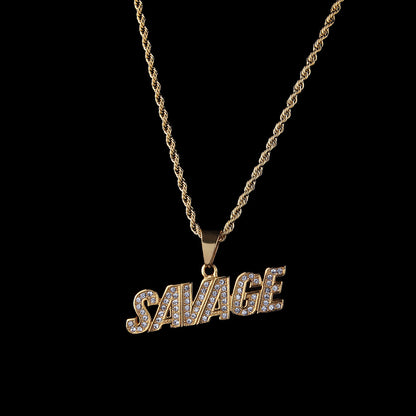 SAVAGE pendant necklace on black background