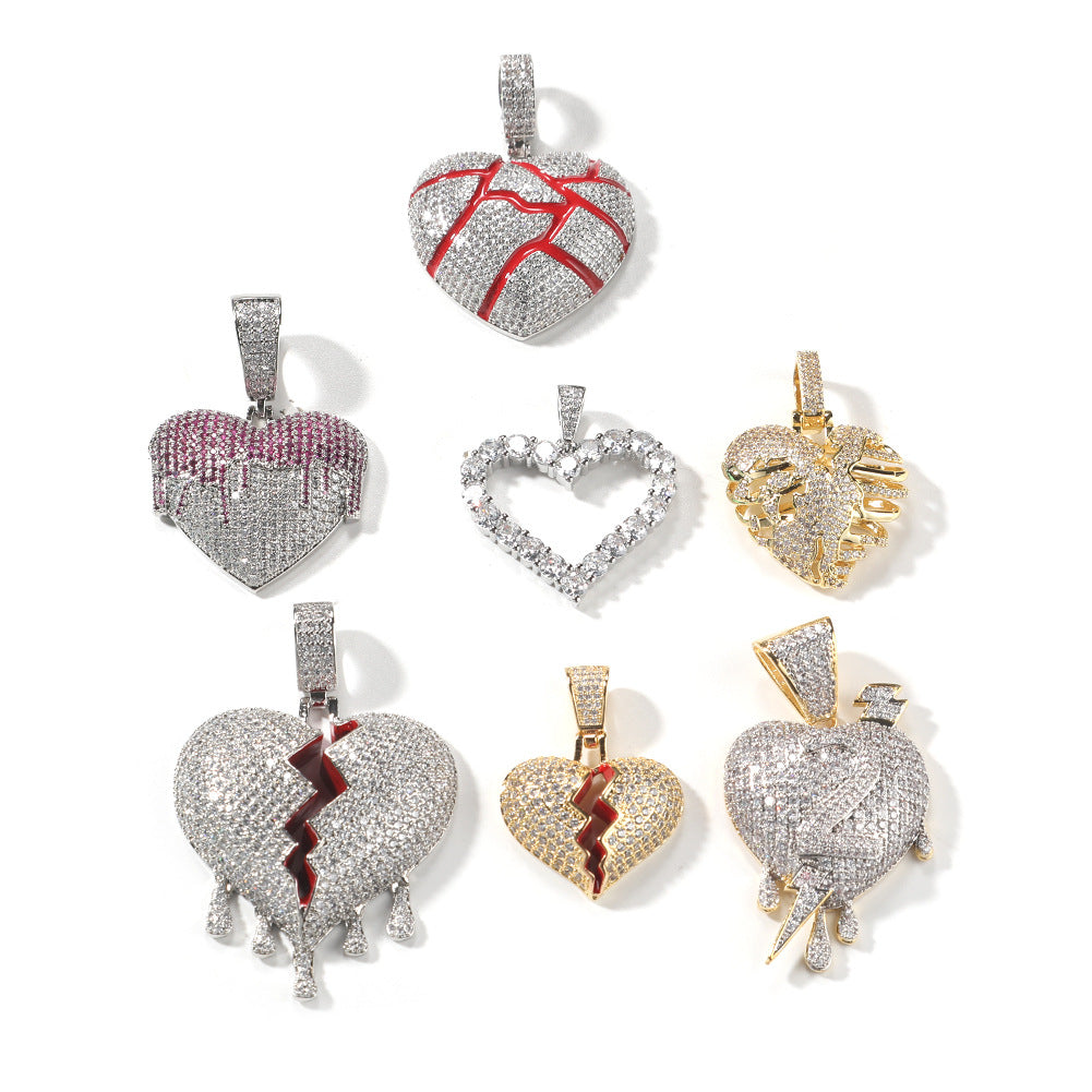 Iced Heart Pendant Necklace for Women - Cubic Zirconia Hip Hop Chain Necklace in Gold, Silver & Rose Gold Tones
