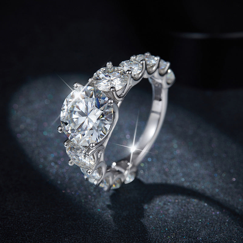 4 Carat Round Moissanite Halo Ring, Sparkling Engagement Ring for Women product image
