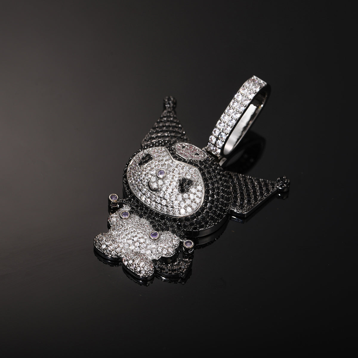 Iced Out Cartoon Character Pendant Necklace in Silvery Tone with Cubic Zirconia product image