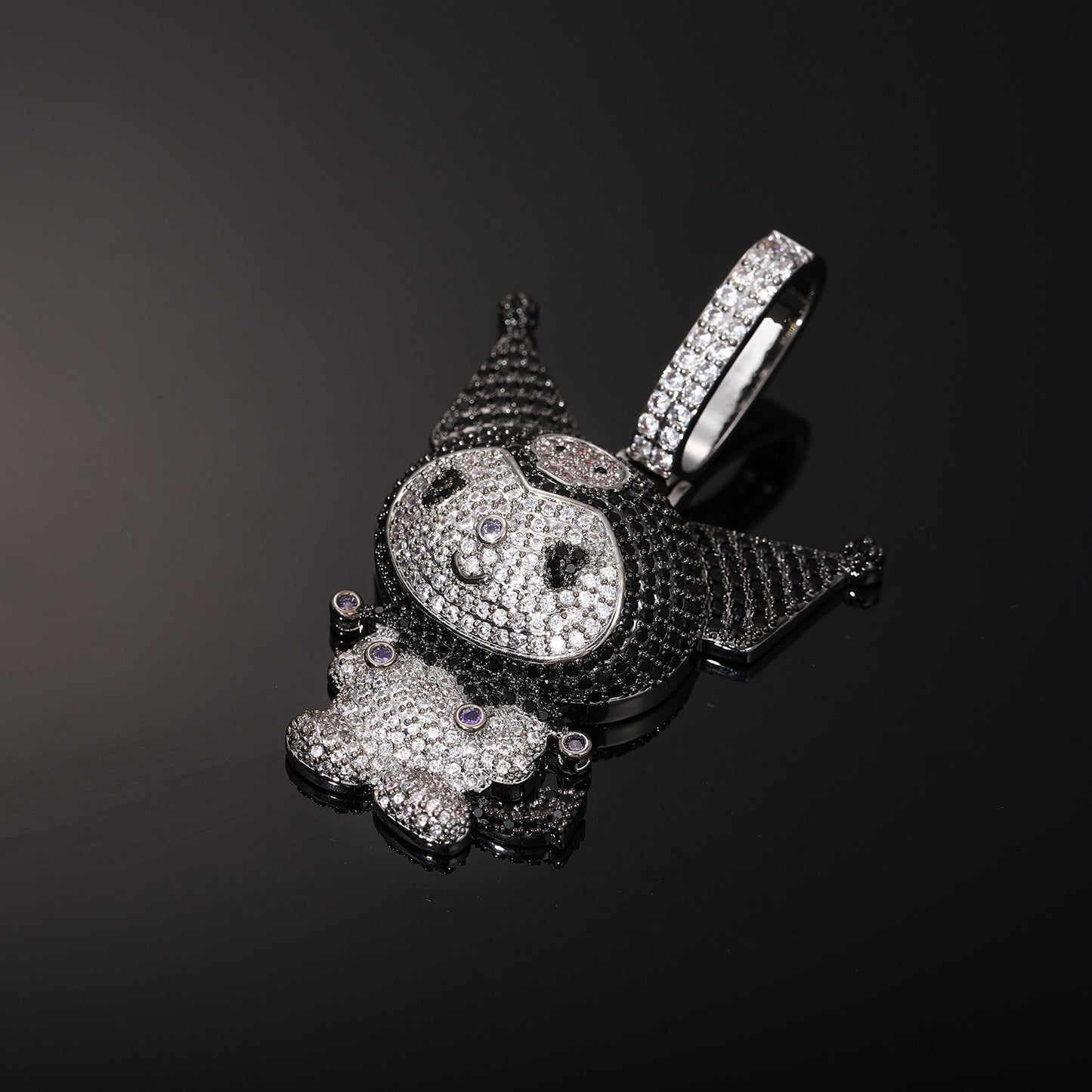 Iced Out Cartoon Character Pendant Necklace in Silvery Tone with Cubic Zirconia product image