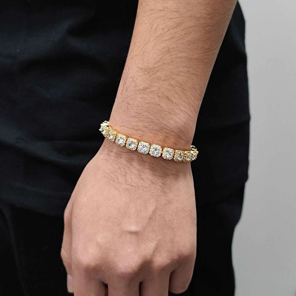 7 mm Square Cluster CZ Link Copper Bracelet - CHA230 product image