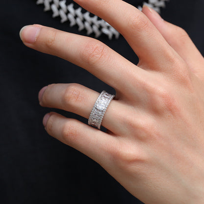 Unisex Round Band Cubic Zirconia Ring in Gold or Silver Color - Statement Stackable Fashion Ring