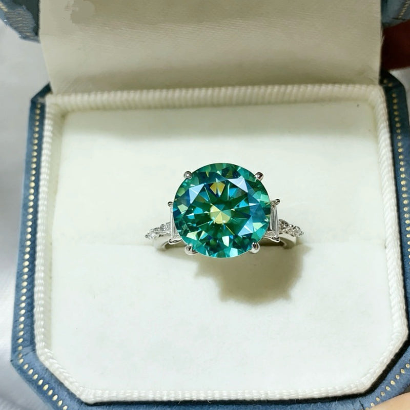 Geometric Halo Moissanite Ring for Women, 5 Carat & 8 Carat Color Stone Engagement Ring product image