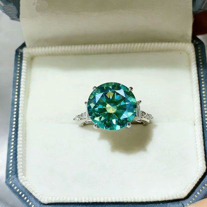 Geometric Halo Moissanite Ring for Women, 5 Carat & 8 Carat Color Stone Engagement Ring