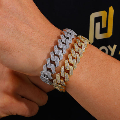 Iced Out Cuban Link Bracelet 10MM Unisex Copper Cubic Zirconia Hip Hop Chain Bracelet