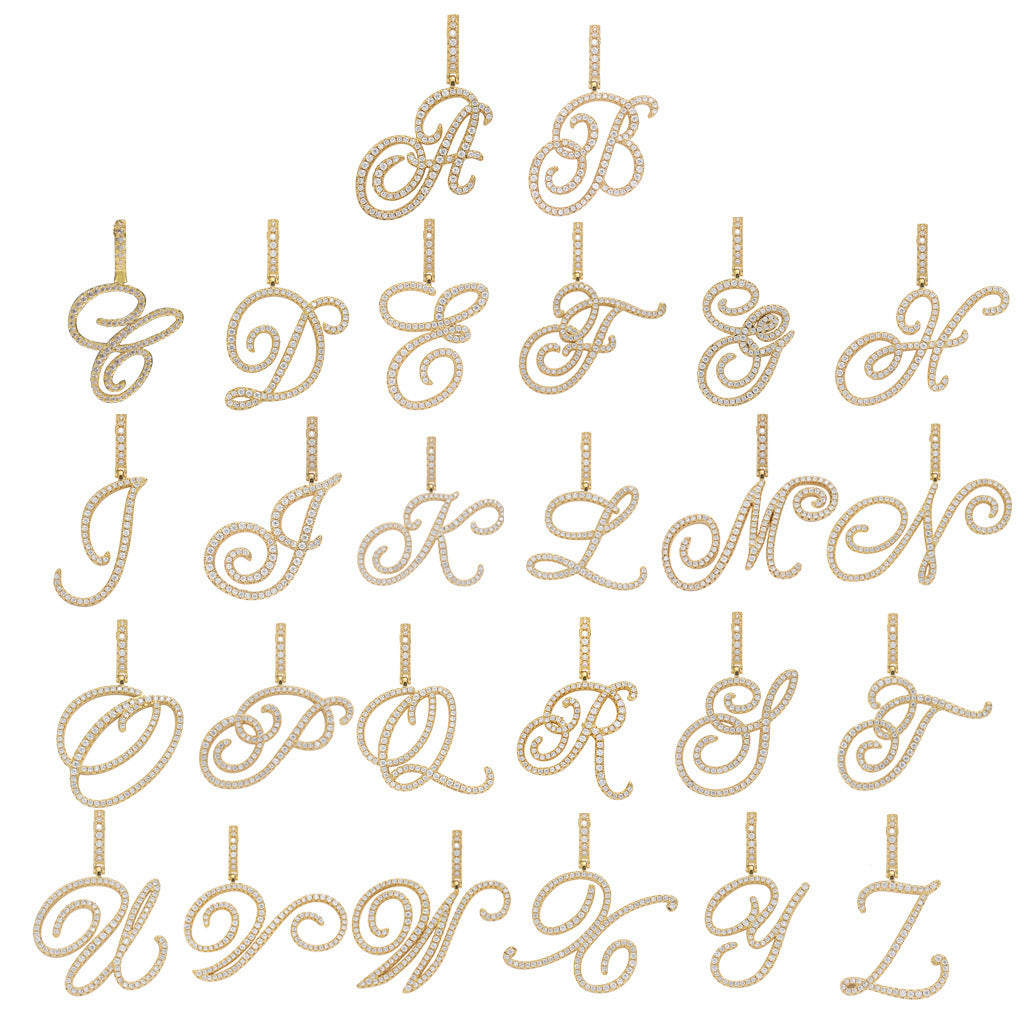 Hip Hop Letter Cubic Zirconia Pendant Necklace for Men and Women