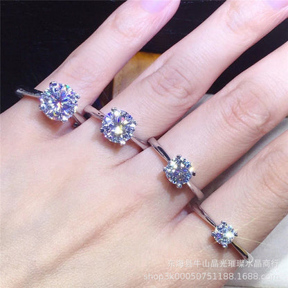 VVS Moissanite Ring for Women, Classic 4-Prong Solitaire Engagement Ring