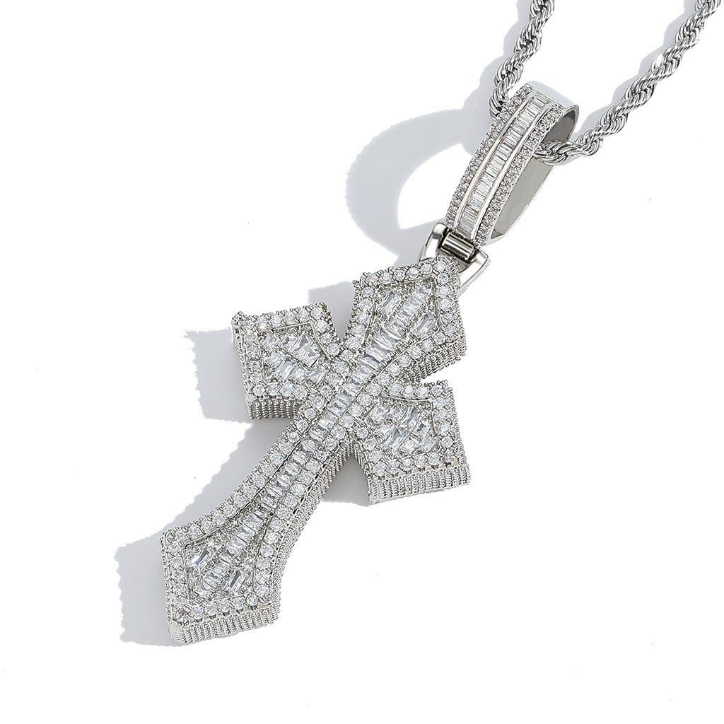 Hip Hop Vintage Cross Copper Pendant Necklace for Men and Women