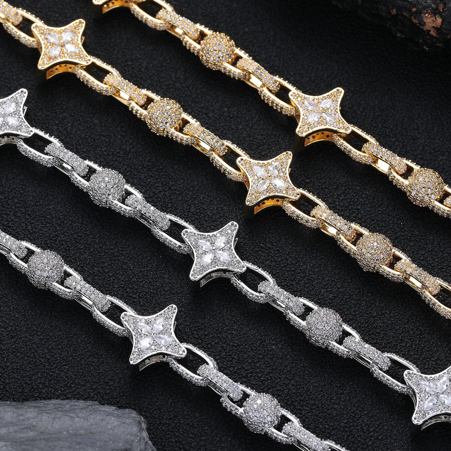 Star Link Zircon Chain Necklace, Unisex Jewelry