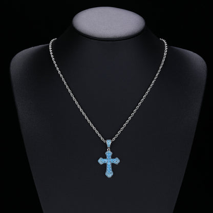 Colorful Cross Pendant Necklace for Men Women, Hip Hop Rope Chain Jewelry