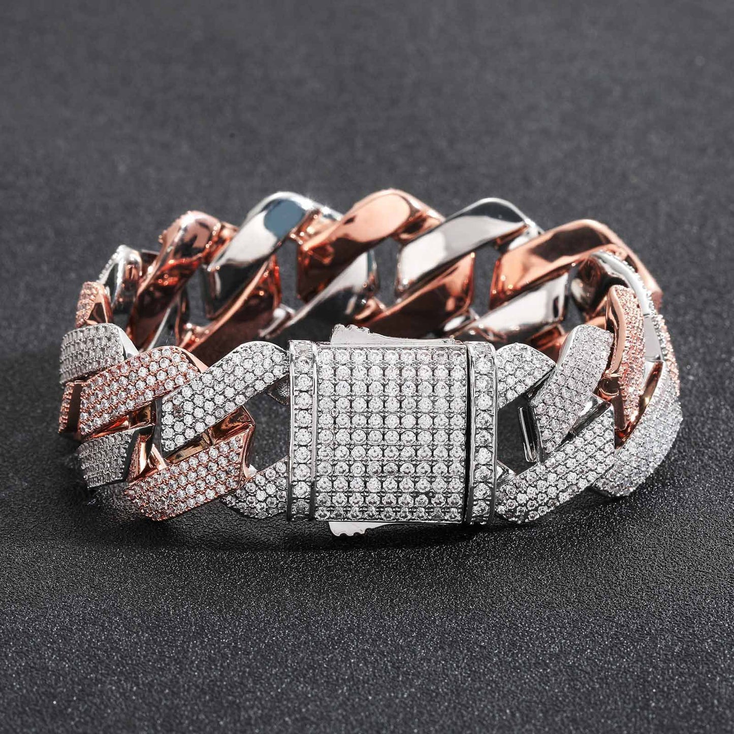 Hip Hop Minimalist Diamond Shape Cuban Link Cubic Zirconia Bracelet for Men