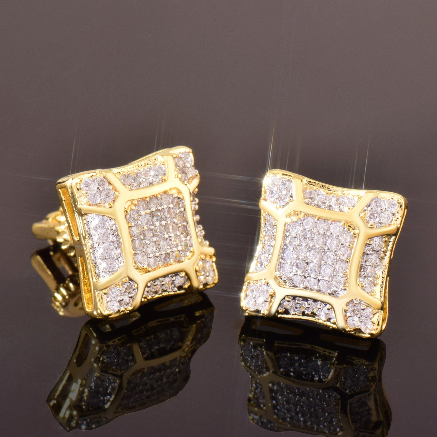 Unisex Iced Out Block Stud Earrings product image