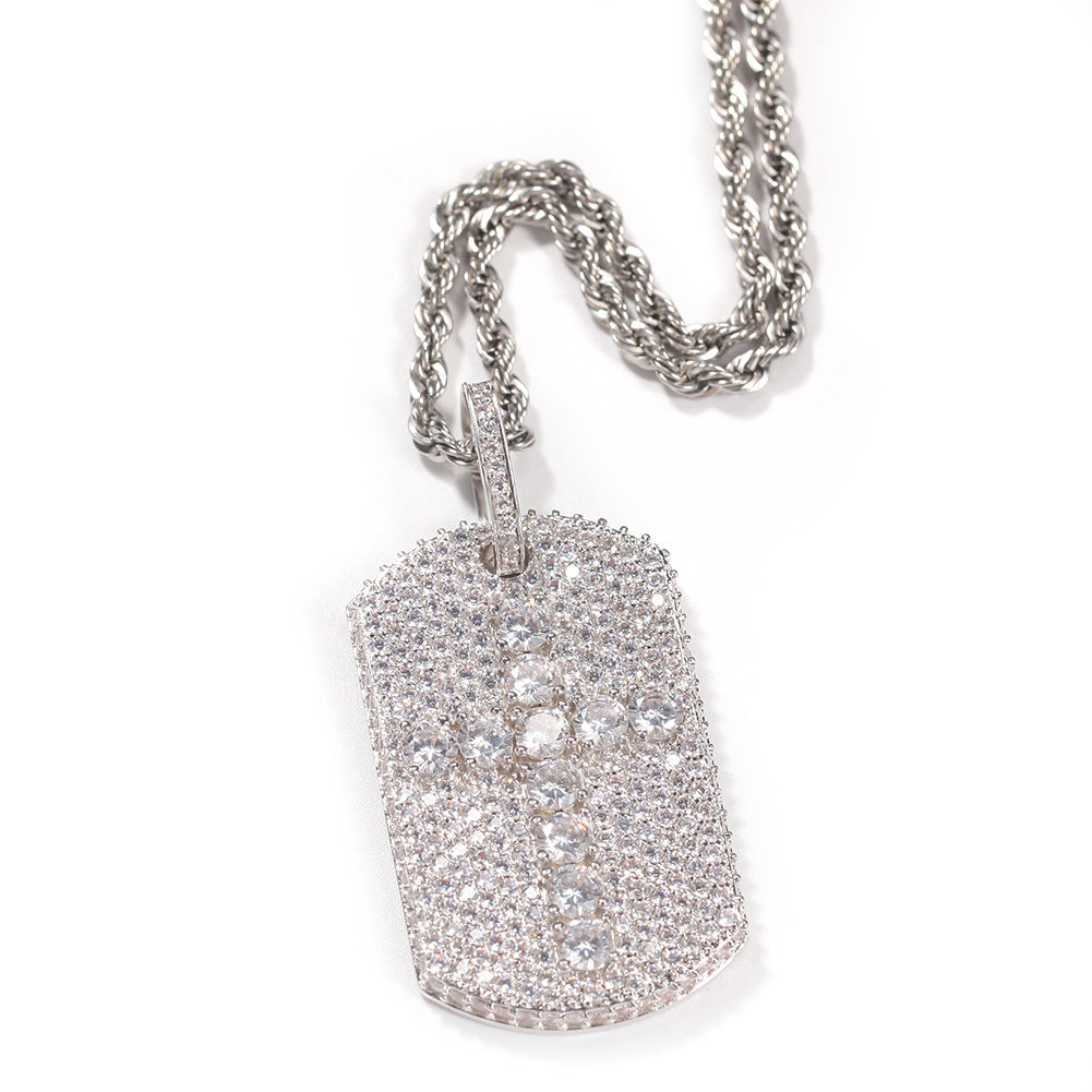 Iced Cross Pendant Necklace with Twisted Rope Chain for Women and Men, Gold Plated or Silver Plated Statement Hip Hop Jewelry