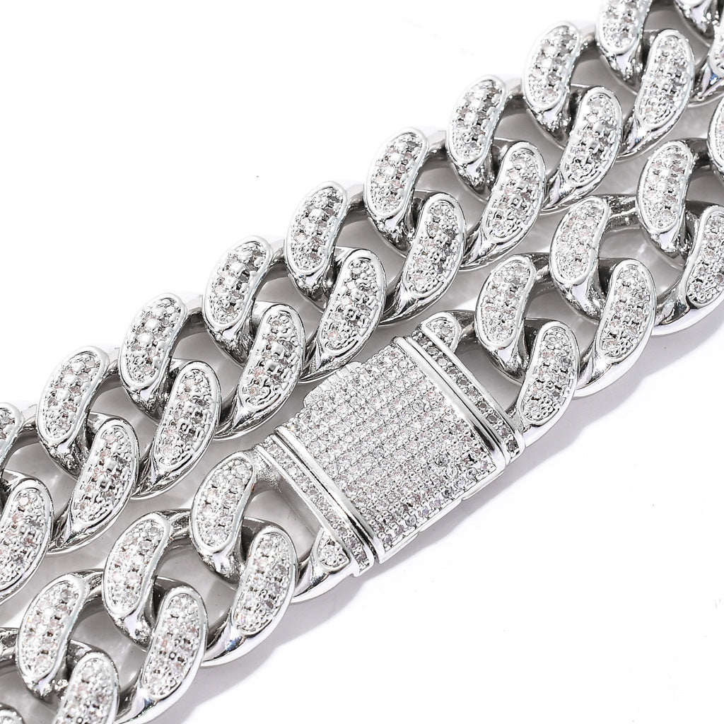 Hip Hop Minimalist Cross Square Cuban Link Cubic Zirconia Bracelet for Men