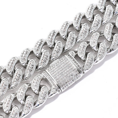 Hip Hop Minimalist Cross Square Cuban Link Cubic Zirconia Bracelet for Men