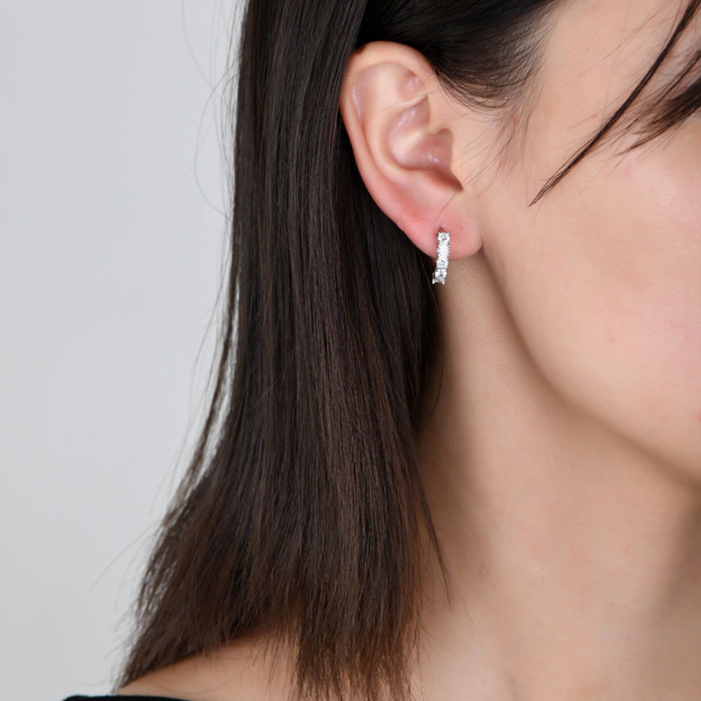 Round CZ Hoop Hip Hop Earrings with Copper Base - EAR012 product image