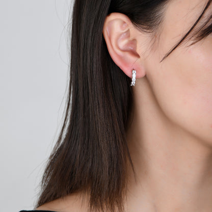 Round CZ Hoop Hip Hop Earrings with Copper Base - EAR012