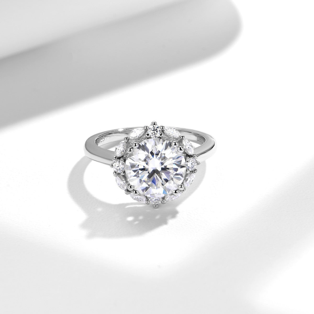 3 Carat Round Moissanite Halo Engagement Ring for Women, S925 Silver-Plated Ring product image