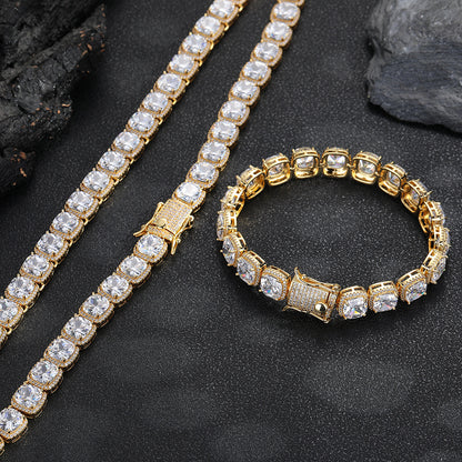 10MM Square Zirconia Tennis Bracelet, Iced Out Hip Hop Chain Bracelet, Unisex Geometric Wrist Jewelry