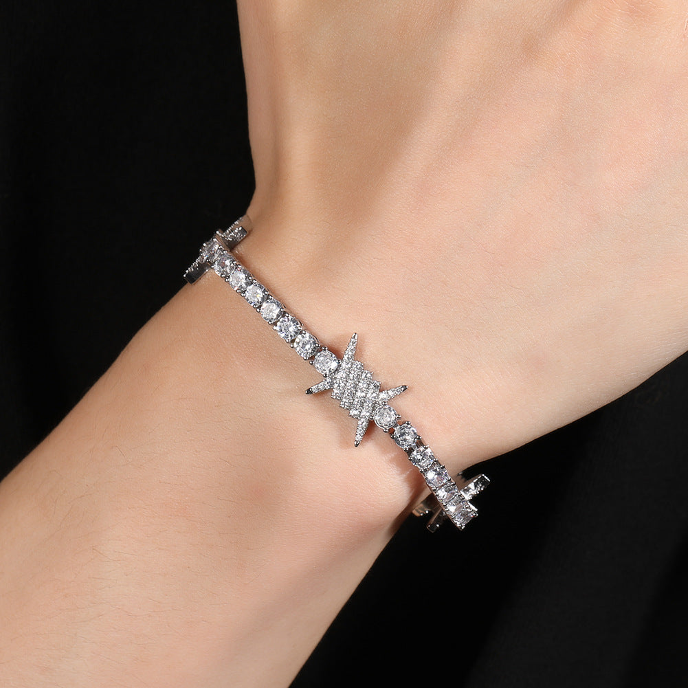 Unisex Iced Out Cubic Zirconia Chain Bracelet in Gold or Silver Tone – Hip Hop Statement Link Bracelet 7in/8in