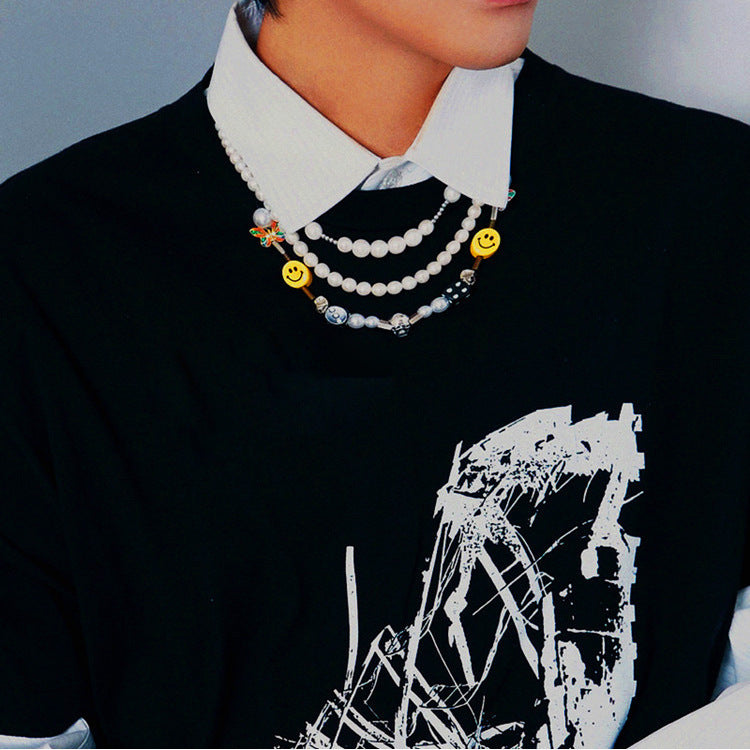 Hip Hop Skull Pearl Necklace for Men