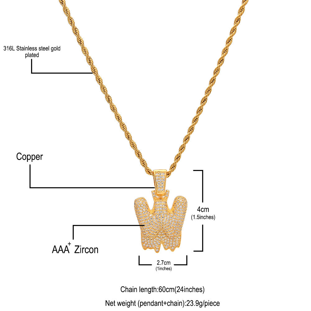 Iced Bubble Letter Pendant Necklace for Women & Men - Gold Plated or Silver Plated A-Z Initial Chain, Hip Hop Statement Jewelry