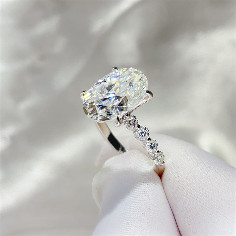 Moissanite Ring for Women, Geometric Oval Statement Engagement Ring, 3 Carat 5 Carat 8 Carat product image