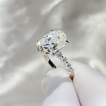 Moissanite Ring for Women, Geometric Oval Statement Engagement Ring, 3 Carat 5 Carat 8 Carat