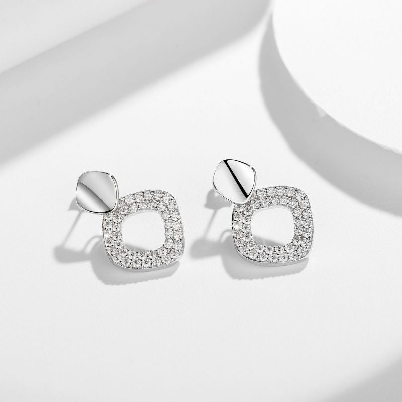 Irregular Geometric Moissanite Stud Earrings, S925 Silver, 18K Gold Plated product image