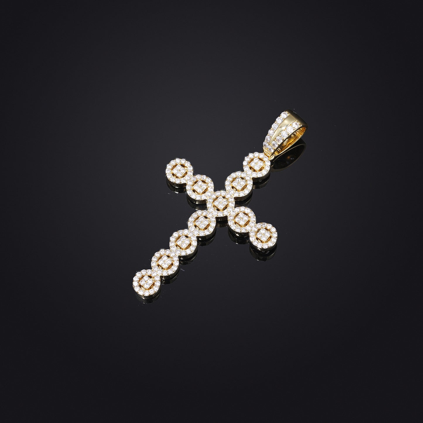 Men's Hip Hop Cross Pendant Necklace, Geometric Zircon Rope Chain product image