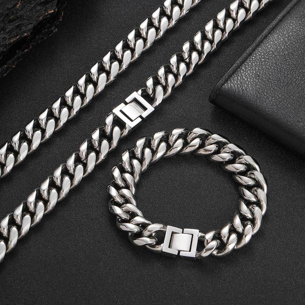14-18 mm Rounded Polished Cuban Stainless steel Necklace or Bracelet - CHA110 product image