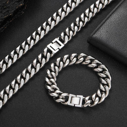 14-18 mm Rounded Polished Cuban Stainless steel Necklace or Bracelet - CHA110
