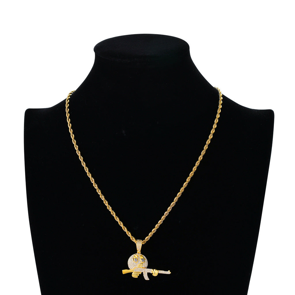 Hip Hop Fashion Cubic Zirconia Pendant Necklace for Men and Women
