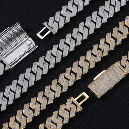 20mm Iced Cuban Link Bracelet with Geometric Zircon Links, Unisex
