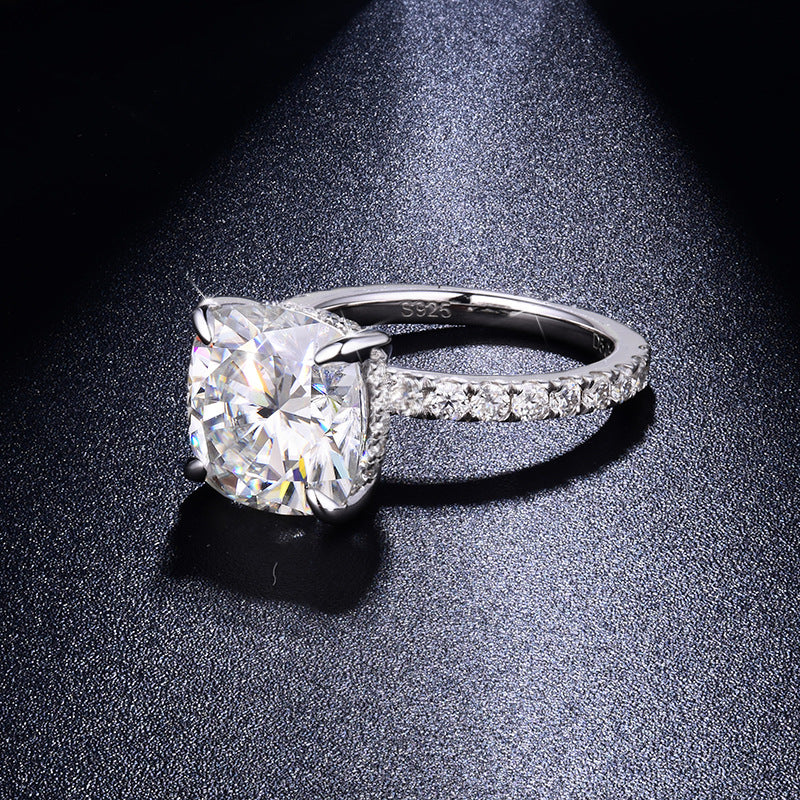 5 Carat Cushion Cut Moissanite Ring for Women, S925 Sterling Silver Pave Engagement Ring product image