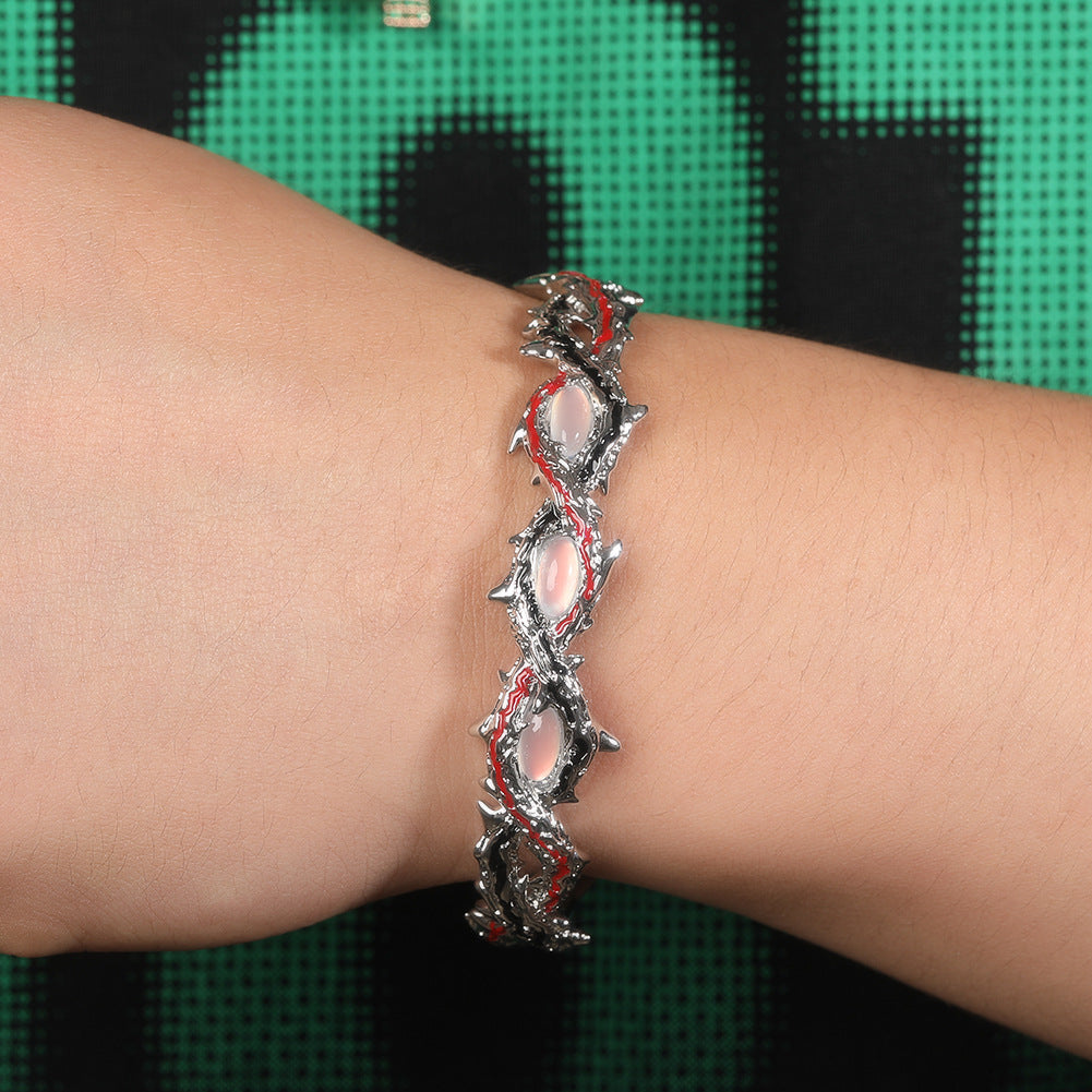 Silver Tone Hip Hop Dragon Line Bracelet with Cubic Zirconia Accents for Women
