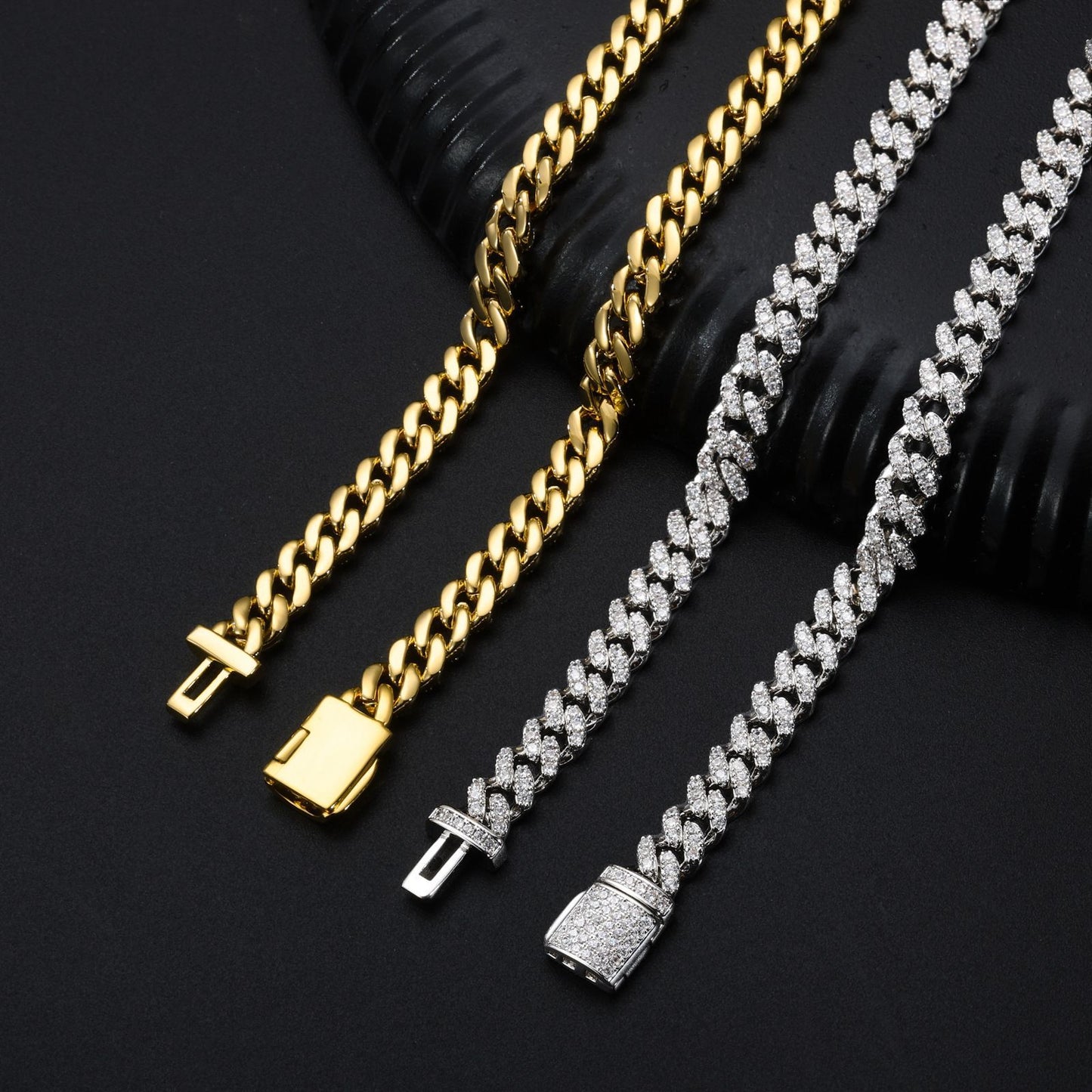 Iced Out Cuban Link Chain Necklace for Men & Women – Geometric Zircon Pendant-Free Statement Hip Hop Jewelry product image