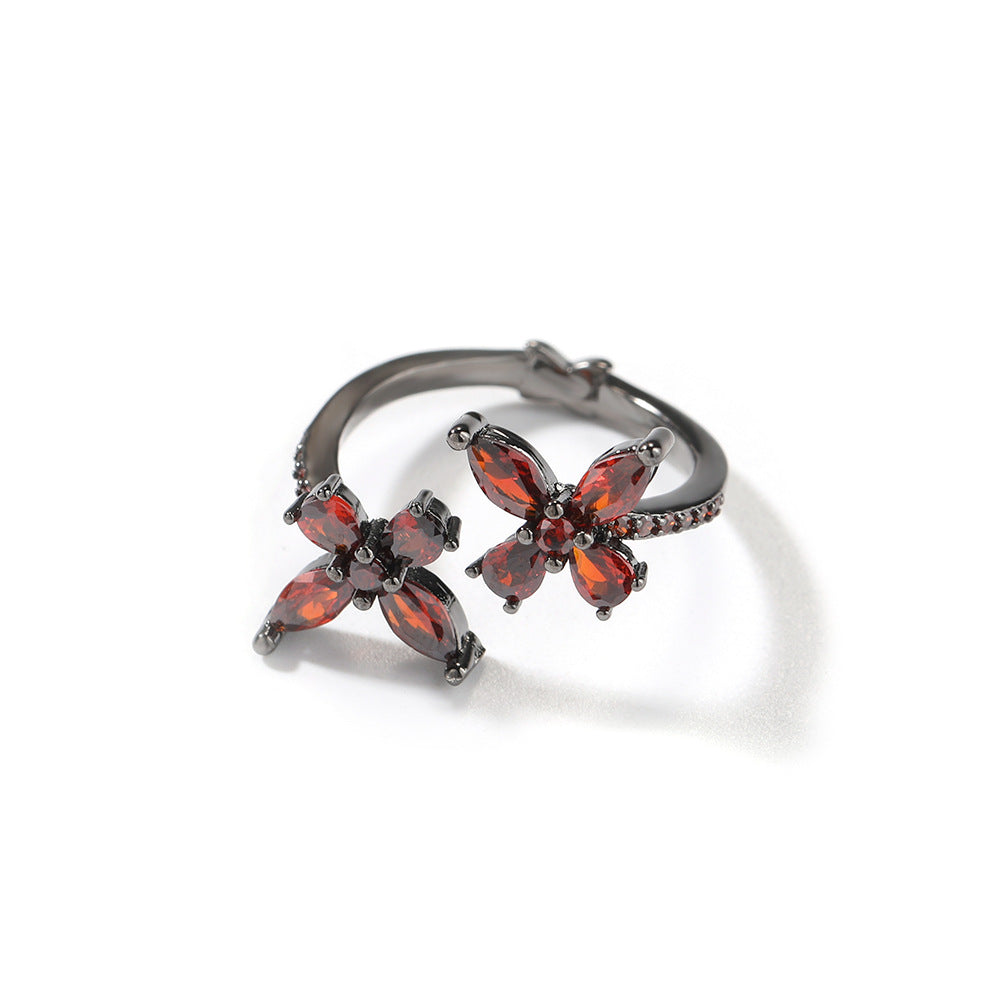 Butterfly Crystal Ring for Women – Elegant Trendy Statement Jewelry in Blue