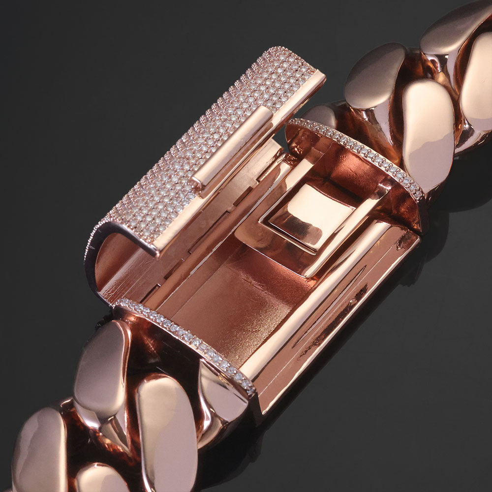30-40 mm Polished Cuban with CZ Clasp Hip Hop Bracelet with Copper Base - CHA178 product image