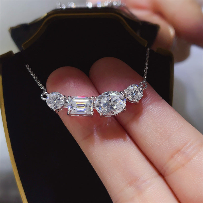 4 Carat Moissanite Necklace in 925 Silver, U Shape Multi Stone Pendant Chain for Women product image