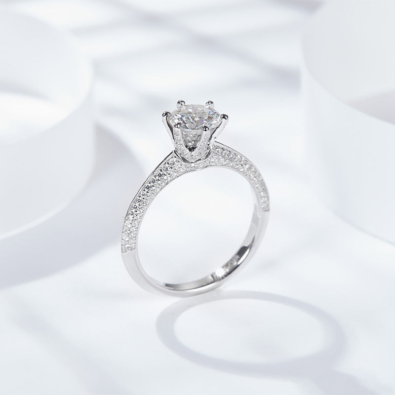 5 Carat Moissanite Halo Engagement Ring, 925 Sterling Silver Solitaire Ring for Women product image